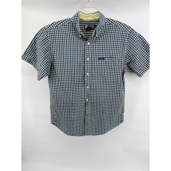 Chaps Ralph Lauren Other - Chaps Ralph Lauren Mens Plaid Short Sleeve Button Down Shirt Blue Green Medium